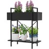 "Outsunny" 2 pakopų gėlių stovas, gėlių stovas vidaus patalpoms lauke, metalinis augalų stovas, daugiapakopis gėlių stovas, 70 cm aukščio gėlių laiptai kambariui, sodo balkono apdailai, juodos spalvos