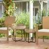 "Outsunny" 2 poliratano staliukų rinkinys Ø60/41 cm apvalus oro sąlygoms atsparus sodo stalas su X formos kojomis, reguliuojamomis kojelėmis lauko balkono staliukas kavos staliukas sodo baldai sodui, balkonui, rudos spalvos