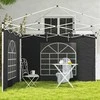 "Outsunny" 2 šoninių skydų rinkinys pavėsinei 3x3/3x6 m, šoniniai skydai su langu ir "Velcro" užsegimu, vandeniui atsparūs šoniniai skydai, pagaminti iš Oksfordo audinio, kaip apsauga nuo vėjo ir privatumo ekranas vakarėlių palapinei, juodos spalvos