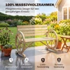 Outsunny 2-vietis sodo suoliukas, medinis suoliukas su vežimo rato dizainu, kaimiško stiliaus suoliukas su porankiais, keliamoji galia iki 240 kg, natūralios spalvos eglės mediena