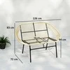 "Outsunny" 2 vietų sodo suolas iš poliratano, atsparus atmosferos poveikiui, rotango pynimo dizaino suolas, UV spinduliams atsparūs sodo baldai su atlošais, parko suolas, pakraunamas 260 kg, skirtas balkonui, terasai, sodui, 126x72x83 cm, chaki spalvos