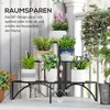 "Outsunny" 3 pakopų augalų stovas, gėlių stovas vidaus patalpoms lauke, metalinis augalų stovas, daugiapakopis gėlių stovas, 60 cm aukščio gėlių laiptai kambariui, sodo balkono apdailai, juodos spalvos