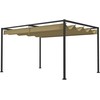 "Outsunny" 3x2 m paviljonas sodui, metalinis terasos stogas, sodo paviljonas su reguliuojamu stogu, laisvai pastatomas, apsauga nuo saulės, skirtas terasai ir sodui, chaki spalvos