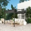 Outsunny pavėsinė 3x3m sodo paviljono stogas terasai iš metalo, sodo paviljonas su reguliuojamu stogu, UV apsauga 30+ laisvai stovinti saulės apsauga terasai ir sodui, tamsiai pilka
