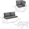 Lauko baldų komplektas Outsunny 4 dalių sodo baldų komplektas su kampine sofa, kavos staliuku, sėdynių pagalvėlėmis - pilkos spalvos