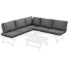 Lauko baldų komplektas Outsunny 4 dalių sodo baldų komplektas su kampine sofa, kavos staliuku, sėdynių pagalvėlėmis - pilkos spalvos