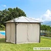 "Outsunny" 4 šoniniai skydai 3x3 m pavėsinei, su kabliukais, šoninės sienelės, poliesteris, smėlio spalvos, 302x205cm