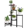 Outsunny 6 pakopų augalų stovas su padėklais, sulankstomas gėlių stovas, metalinis, 80 cm