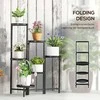 Outsunny 6 pakopų augalų stovas su padėklais, sulankstomas gėlių stovas, metalinis, 80 cm