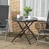 Outsunny sodo stalas, apvalus sulankstomas stalas, Ø80 cm šoninis staliukas 4 asmenims, sodo valgomasis stalas su dekoratyvia medienos išvaizda, balkonui, tamsiai pilkas
