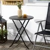 Outsunny sodo stalas, apvalus sulankstomas stalas, Ø60 cm pagalbinis staliukas, sodo valgomojo stalas su dekoratyvine medžio išvaizda, balkonui, terasai, tamsiai pilkas