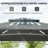 "Outsunny" BBQ pavėsinė su LED 240 x 150 x 258 cm vandens nepraleidžianti liepsnai atspari sodo pavėsinė su dvisluoksniu stogu, šoniniais stovais, pavėsinės su UV apsauga, BBQ pavėsinė vakarėliams BBQ tamsiai pilka