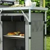 "Outsunny Camping Kitchen" sulankstoma virtuvė "Windbreak" 3 spintelės 3 stalviršiai Reguliuojamas šviesos stovas Camping Garden Aliuminio Oxford Pilkas
