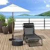 "Outsunny Chaise longue" sulankstomas gultas su reguliuojamu atlošu 5 padėtys nuimamas galvos atlošas šoninė kišenė tekstilės danga plieno rėmas 185 x 58 x 30 cm juodas