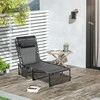 "Outsunny Chaise longue" sulankstomas gultas su reguliuojamu atlošu 5 padėtys nuimamas galvos atlošas šoninė kišenė tekstilės danga plieno rėmas 185 x 58 x 30 cm juodas