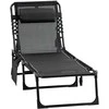 "Outsunny Chaise longue" sulankstomas gultas su reguliuojamu atlošu 5 padėtys nuimamas galvos atlošas šoninė kišenė tekstilės danga plieno rėmas 185 x 58 x 30 cm juodas