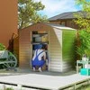 Outsunny cinkuoto plieno sodo namelis 2,43 m², 213x131x192 cm, su dvišlaičiu stogu, rakinamomis stumdomomis durimis, atsparus oro sąlygoms, pilkas