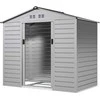 Outsunny cinkuoto plieno sodo namelis 2,43 m², 213x131x192 cm, su dvišlaičiu stogu, rakinamomis stumdomomis durimis, atsparus oro sąlygoms, pilkas