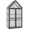 "Outsunny Cold Frame" mini šiltnamis 3 lygių šiltnamio augalų lova su atlenkiamu stogu Medinės dvigubos durys Natūralus 70,5 x 42 x 132 cm