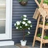 "Outsunny" dirbtiniai rožių augalai dideli 90 cm dirbtiniai augalai, plastikiniai dirbtiniai augalai rožių medis vazone, dirbtinis medis kaip tikras gyvenamajame kambaryje miegamajame biure sode, moderni dekoravimo dovana