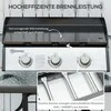 "Outsunny" dujinė kepsninė 10000BTU/2,5 KW dujinė kepsninė su 3 nerūdijančio plieno degikliais slėgio reduktoriumi, dujų žarna, BBQ sodo kepsninė balkonui, kempingo kepsninė 63 x 48 x 21 cm