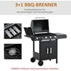 Outsunny Dujinė kepsninė BBQ su 3 degikliais, Slėgio reduktorius - Juoda 110 x 50 x 100 cm