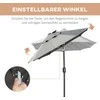 Outsunny Dvigubas skėtis 295x219cm, sodo skėtis su LED, reguliuojamu pasvirimo kampu, rinkos skėtis, tamsiai pilkas