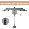 Outsunny Dvigubas skėtis 295x219cm, sodo skėtis su LED, reguliuojamu pasvirimo kampu, rinkos skėtis, tamsiai pilkas