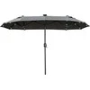 Outsunny Dvigubas skėtis 295x219cm, sodo skėtis su LED, reguliuojamu pasvirimo kampu, rinkos skėtis, tamsiai pilkas