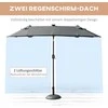 Outsunny Dvigubas skėtis 295x219cm, sodo skėtis su LED, reguliuojamu pasvirimo kampu, rinkos skėtis, tamsiai pilkas