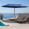 Outsunny Dvigubas sodo skėtis - mėlynas ovalus 460 x 270 x 240 cm