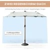 Outsunny Dvigubas sodo skėtis su LED, reguliuojamo pasvirimo kampo skėtis - smėlio spalvos 295 x 219 cm