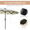 Outsunny Dvigubas sodo skėtis su LED, reguliuojamo pasvirimo kampo skėtis - smėlio spalvos 295 x 219 cm