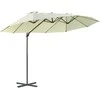 Outsunny Dvigubas sodo skėtis su rankenėle - Kreminė balta 440 x 270 x 250 cm