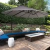 Outsunny Dvigubas sodo skėtis XXL, reguliuojamas sodo skėtis - Tamsiai pilka 440 x 270 x 250 cm