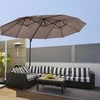 Outsunny Dvigubas sodo skėtis XXL, reguliuojamas sodo skėtis - Ruda 440 x 270 x 250 cm