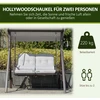 "Outsunny" dvivietės "Hollywood" sūpynės Modernios sodo sūpynės su stogeliu nuo saulės, pagalvėlėmis ir dėže, metalas, poliesteris, pilka, 162x118x173cm
