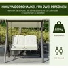 "Outsunny" dvivietės supynės "Hollywood" Jaukios sodo supynės su stogeliu nuo saulės, pagalvėlėmis ir dėže, metalas, poliesteris, smėlio spalvos, 162x118x173cm