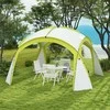 "Outsunny Event Shelter" 3,5 x 3,5 m paviljonas su kablio durimis Vandeniui atsparus žiemą atsparus sodo paviljonas Šalies palapinė Apsauga nuo saulės Stovyklavimas, sodo festivaliai Žalia