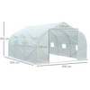 "Outsunny" folijos šiltnamis 4,45x2,99x2,05 m, apsaugotas nuo UV spindulių, su tinkliniu langu, atsparus vėjui, metalinis, baltas