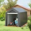 "Outsunny" garažo palapinė, 2,1 x 3,6 x 2,35 m dydžio sandėliavimo palapinė su apsauga nuo UV spindulių, durelėmis su užtrauktuku, vandenį atstumiančia plėvele, garažas motociklui, sodo įrankiams, tamsiai pilka