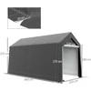 Outsunny garažo palapinė, 2,1 x 3,6 x 2,35 m sandėliavimo palapinė su apsauga nuo UV spindulių, užtraukiamos durys, vandeniui atspari plėvelinė garažo palapinė motociklams, sodo įrankiams, tamsiai pilka