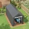 "Outsunny" garažo palapinė, 2,1 x 3,6 x 2,35 m dydžio sandėliavimo palapinė su apsauga nuo UV spindulių, durelėmis su užtrauktuku, vandenį atstumiančia plėvele, garažas motociklui, sodo įrankiams, tamsiai pilka