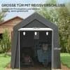 "Outsunny" garažo palapinė, 2,1 x 3,6 x 2,35 m dydžio sandėliavimo palapinė su apsauga nuo UV spindulių, durelėmis su užtrauktuku, vandenį atstumiančia plėvele, garažas motociklui, sodo įrankiams, tamsiai pilka