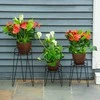 „Outsunny“ metalinis gėlių stovas, 3 dalių rinkinys, augalų stovų rinkinys, gėlių vazonų laikikliai iki Ø16 cm skersmens vazonams, juodas