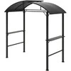 "Outsunny" grilio paviljonas 233 x 110 x 235 cm vėjo nepraleidžiantis sodo paviljonas su dvigubu stogu, lentynos, pavėsinės su apsauga nuo UV spindulių, plieno BBQ paviljonas, sodo palapinė grilio palapinė vakarėliams, tamsiai pilka