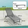 "Outsunny" gultas su ratukais, sodo gultas, aliuminio gultas su 5 kryptimis reguliuojamu atlošu, oro sąlygoms atsparus kempingo gultas, sodo gultas, kurio keliamoji galia iki 150 kg, skirtas sodui, paplūdimiui, baseinui, tamsiai pilkos spalvos