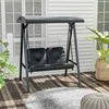 "Outsunny Hollywood" supynės 2 vietų sodo supynės su reguliuojamu stogu, pagalvėlėmis, supamojo suolo keliamoji galia iki 220 kg, skirtos sodui, balkonui, juodos spalvos, 145 x 116 x 172 cm