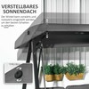 Outsunny 2 vietų sodo sūpynės su reguliuojamu stogeliu, pagalvėlėmis, suoliukas-sūpynės iki 220 kg, sodui, balkonui, tamsiai pilkos spalvos, 145 x 116 x 172 cm