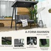 Outsunny 2 vietų sodo sūpynės su reguliuojamu stogeliu, pagalvėlėmis, suoliukas-sūpynės iki 220 kg, sodui, balkonui, tamsiai pilkos spalvos, 145 x 116 x 172 cm